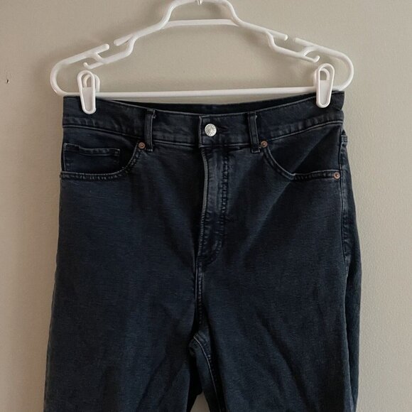 Express Women SZ 6 Blue Dark Wash Super High Rise Mom Denim Jeans - Picture 3 of 10